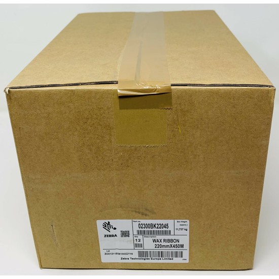 ZEBRA 2300 02300BK22045 220mm x 450mt 12pz RIBBON NASTRO RESINA 220Xi/220Xi4
