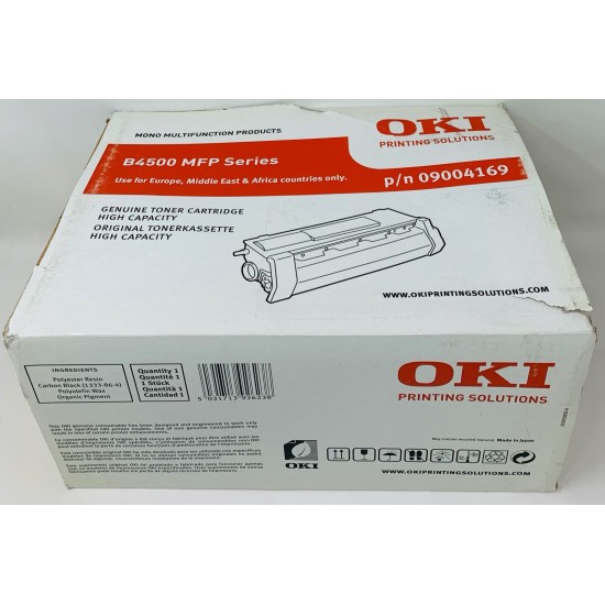 OKI 09004169 TONER ORIGINALE NERO PER OKI B4500 MFP SERIES (12.000 PG) OKI 09004169 TONER ORIGINALE NERO PER OKI B4500 MFP SERIES (12.000 PG)