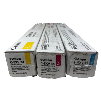 CANON C-EXV34 3 TONER ORIGINALI CIANO MAGENTA GIALLO iR C2020/iR C2025 [OPEN BOX CANON C-EXV34 3 TONER ORIGINALI CIANO MAGENTA GIALLO iR C2020/iR C2025 [OPEN BOX