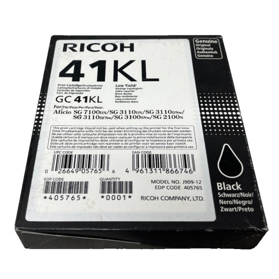 RICOH 405765 GC 41KL 41KL CARTUCCIA ORIGINALE NERO SG 3100SNW/SG 3110DN/SG7100DN