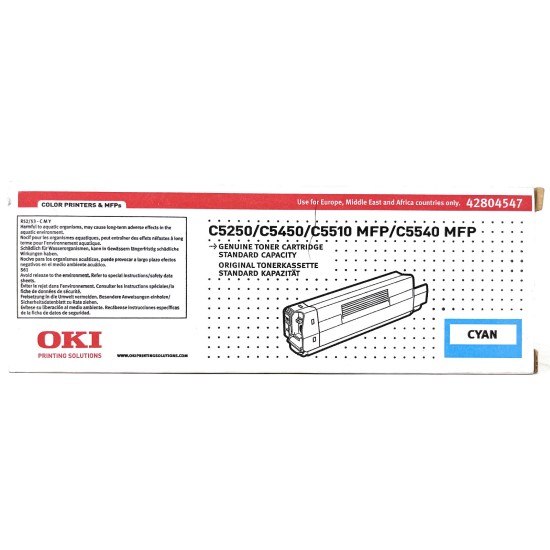 OKI 42804547 TONER ORIGINALE CIANO C5250/C5450/C5510 MFP/C5540 MFP 3K [A BOX]