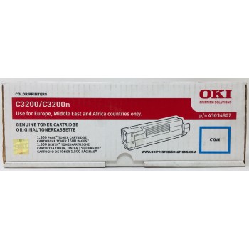 OKI 43034807 TONER ORIGINALE CIANO PER OKI C3200/C3200n (1.500 PG)