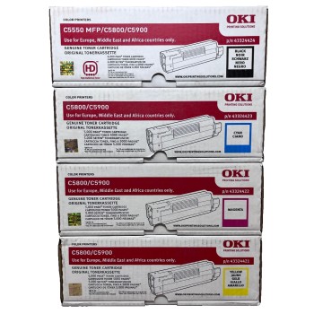 OKI 4332442X 4 TONER ORIGINALI NERO CIANO MAGENTA GIALLO C5550 MFP/C5800/C5900 OKI 4332442X 4 TONER ORIGINALI NERO CIANO MAGENTA GIALLO C5550 MFP/C5800/C5900