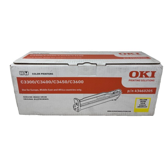 OKI 43460205 DRUM TAMBURO ORIGINALE GIALLO PER C3300/C3400/C3450/C3600 [A BOX]