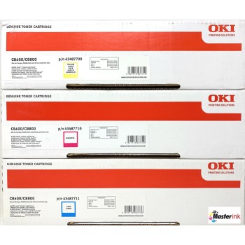 OKI 3 TONER ORIGINALE GIALLO MAGENTA GIANO C8600/C8600dn/C8800n/C8800dn [A BOX]
