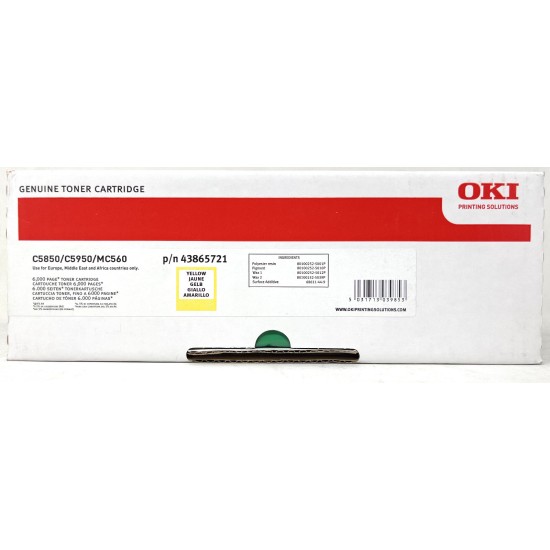 OKI 43865721 TONER ORIGINALE GIALLO PER C5850/C5950/MC560 [A BOX]
