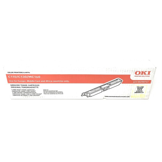 OKI 44250717 TONER ORIGINALE GIALLO PER C110/C130n/MC160n 1.500PG [A BOX]