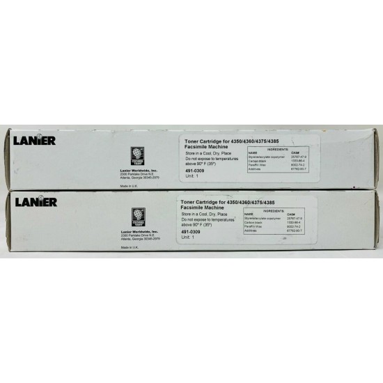LANIER 491-0309 4910309 TONER ORIGINALE NERO LANIER FAX 4350/4360/4375/4385 X2PZ