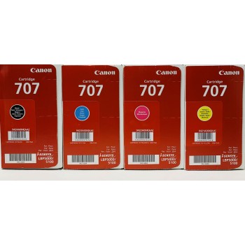 CANON 707 4 TONER ORIGINALE NERO CIANO MAGENTA GIALLO I-SENSYS LBP-5000/LBP-5100