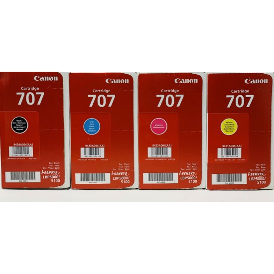 CANON 707 4 TONER ORIGINALE NERO CIANO MAGENTA GIALLO I-SENSYS LBP-5000/LBP-5100 CANON 707 4 TONER ORIGINALE NERO CIANO MAGENTA GIALLO I-SENSYS LBP-5000/LBP-5100