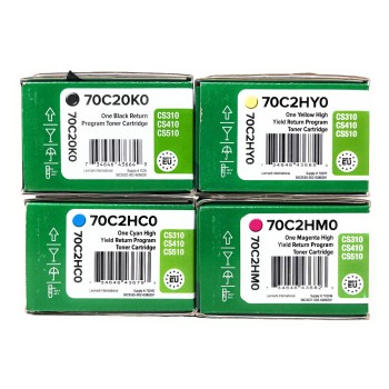 LEXMARK 702 4 TONER ORIGINALI NERO CIANO MAGENTA GIALLO CS310n/CS410dn/CS510de [A BOX]
