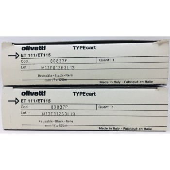OLIVETTI 80837P NASTRO ORIGINALE NERO TYPECART PER OLIVETTI ET111/ET115 X 2 PZ OLIVETTI 80837P NASTRO ORIGINALE NERO TYPECART PER OLIVETTI ET111/ET115 X 2 PZ