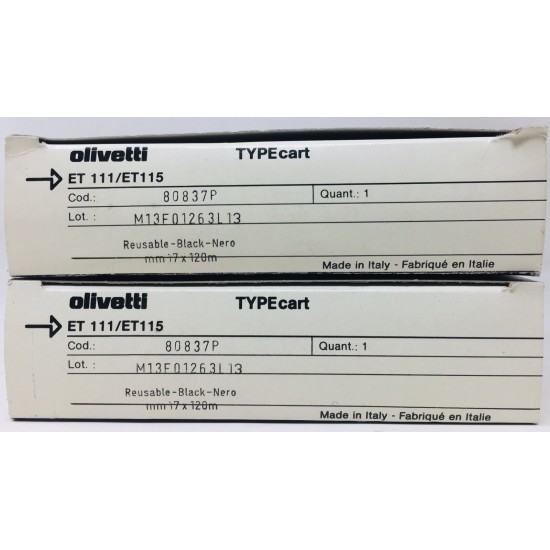OLIVETTI 80837P NASTRO ORIGINALE NERO TYPECART PER OLIVETTI ET111/ET115 X 2 PZ