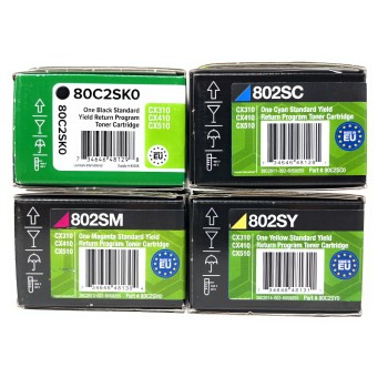 LEXMARK 802 KIT 4 TONER ORIGINALI BK/C/M/Y CX310n/CX310dn/CX410/CX510 [A BOX]