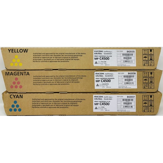 RICOH 842035 842036 842037 CIANO GIALLO MAGENTA PER AFICIO MP C3500/MP C4500 [B BOX]