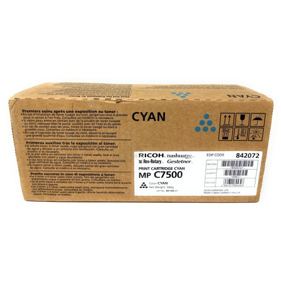 RICOH 842072 TONER ORIGINALE CIANO MP C7500 PER AFICIO MP C6000/MP C7500 [A BOX]