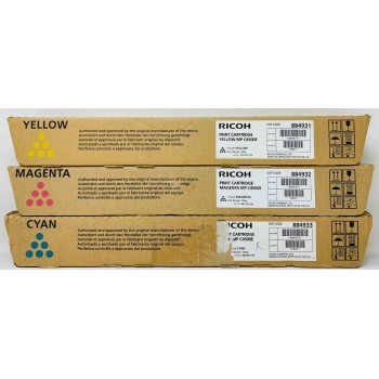 RICOH 884931 884932 884933 ORIGINALE GIALLO MAGENTA CIANO PER MP C3500/MP C4500 [B BOX]