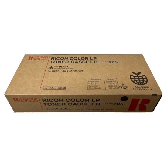 RICOH 888032 885406 TYPE 205 TONER ORIGINALE NERO AFICIO AP 3800C/CL7000 [A BOX]