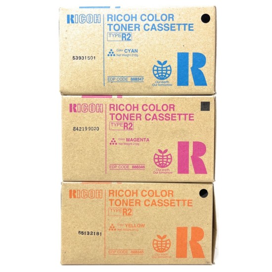 RICOH 888345 888346 888347 TYPE R2 TONER ORIGINALE GIALLO MAGENTA CIANO 3228 [A BOX]