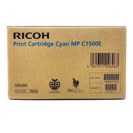 RICOH 888550 MP C1500E CARTUCCIA GEL ORIGINALE CIANO MP-C1500/MP-C1500SP [A BOX]