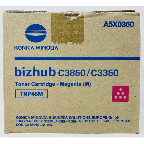 KONICA MINOLTA A5X0350 TNP48M TONER ORIGINALE MAGENTA BIZHUB C3350/C3850 [A BOX]