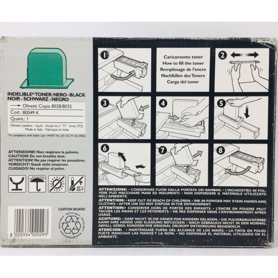 OLIVETTI B0049 K OLICART 835 TONER ORIGINALE NERO PER OLIVETTI COPIA 8028/8035 OLIVETTI B0049 K OLICART 835 TONER ORIGINALE NERO PER OLIVETTI COPIA 8028/8035