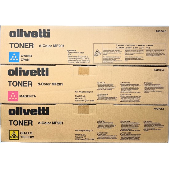 OLIVETTI B0779 B0780 B0781 ORIGINALE CIANO MAGENTA GIALLO D-COLOR MF201 [X 3 PZ]