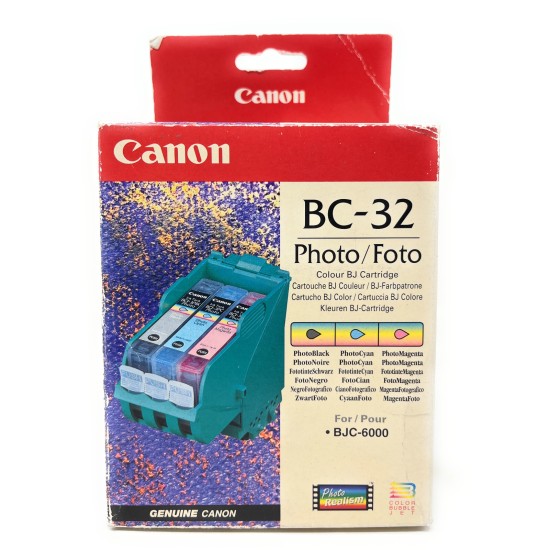 CANON BC-32 TESTINA ORIGINALE + CARTUCCE FOTO PBK/PM/PC PER BJC-6000 [A BOX]