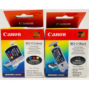 CANON BCI-11BK + BCI-11C CARTUCCIA ORIGINALE NERO+COLORE BJC 50/70/80/BN700 [A BOX]