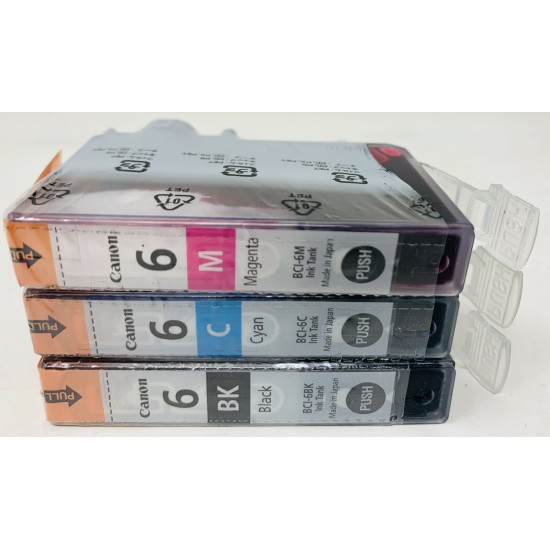 CANON BCI-6 NERO CIANO MAGENTA 3 CARTUCCE ORIGINALI CANON i965/i990/i9950/iP6000 [NO BOX]