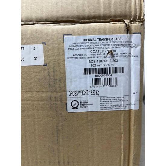 BROTHER BCS-1J074102-203 102mm x 74mm ROTOLO  2.900 ETICHETTE ADESIVE ORIGINALI