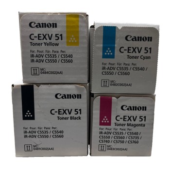 CANON C-EXV51 TONER ORIGINALE NERO CIANO MAGENTA GIALLO iR ADV C5535/C5550/C5560