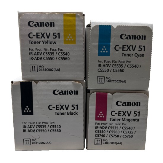 CANON C-EXV51 TONER ORIGINALE NERO CIANO MAGENTA GIALLO iR ADV C5535/C5550/C5560