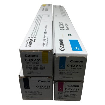 CANON C-EXV51 TONER ORIGINALE NERO CIANO MAGENTA GIALLO iR ADV C5535/C5550/C5560 CANON C-EXV51 TONER ORIGINALE NERO CIANO MAGENTA GIALLO iR ADV C5535/C5550/C5560