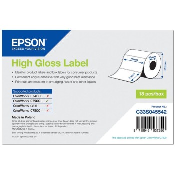 EPSON C33S045542 ROTOLO ETICHETTE 76mmX51mm COLORWORKS C3500 [610 etichette]