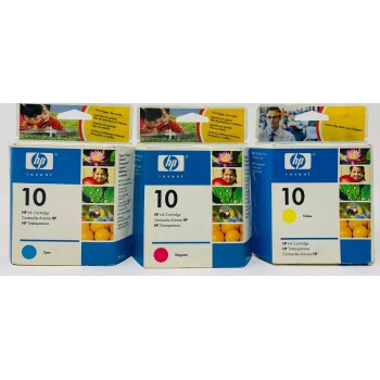 HP 10 3 CARTUCCE ORIGINALE CIANO MAGENTA GIALLO 2000C/2500C/DESIGNJET COLORPRO