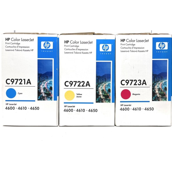 HP 641A 3 TONER ORIGINALE CIANO GIALLO MAGENTA HP COLORLASERJET 4600/4610/4650 HP 641A 3 TONER ORIGINALE CIANO GIALLO MAGENTA HP COLORLASERJET 4600/4610/4650