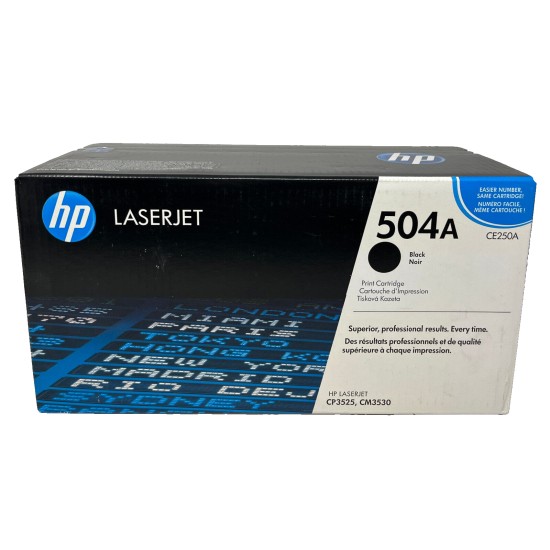 HP CE250A 504A TONER ORIGINALE NERO PER HP CP3525/CP3525N/CM3530 [A BOX]