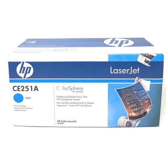 HP CE251A 504A TONER ORIGINALE CIANO LASERJET CP3525/CP3525N/CM3530 [BLUE BOX]