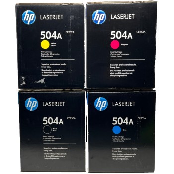 HP CE250A CE251A CE252A CE253A 504A NERO CIANO GIALLO MAGENTA PER CP3525 [4PZ]