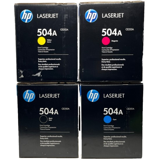 HP CE250A CE251A CE252A CE253A 504A NERO CIANO GIALLO MAGENTA PER CP3525 [4PZ]