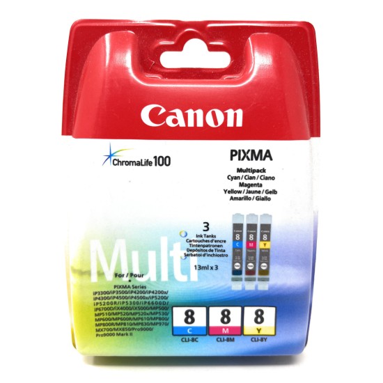 CANON 0621B029 CLI-8C CLI-8M CLI-8Y MULTIPACK ORIGINALE MP810 [NO BOX]