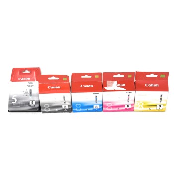 CANON PGI-5 CLI-8BK CLI-8M CLI-8C CLI-8Y KIT 5 CARTUCCE ORIGINALI MP810/iP4500 [A BOX]
