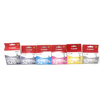CANON 520 521 6 CARTUCCE NERO NERO FOTO CIANO MAGENTA GIALLO GRIGIO MP980/MP990 [A BOX]