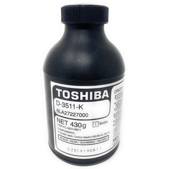 TOSHIBA D-3511K 6LA2722700 DEVELOPER ORIGINALE NERO E-STUDIO 3511/E-STUDIO 4511 TOSHIBA D-3511K 6LA2722700 DEVELOPER ORIGINALE NERO E-STUDIO 3511/E-STUDIO 4511
