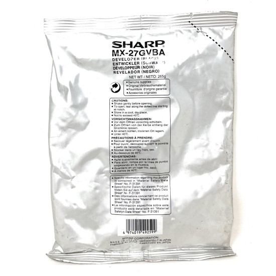 SHARP MX-27GVBA DEVELOPER ORIGINALE NERO MX-2300N/MX-2700N/MX-3500N/MX-4500N SHARP MX-27GVBA DEVELOPER ORIGINALE NERO MX-2300N/MX-2700N/MX-3500N/MX-4500N
