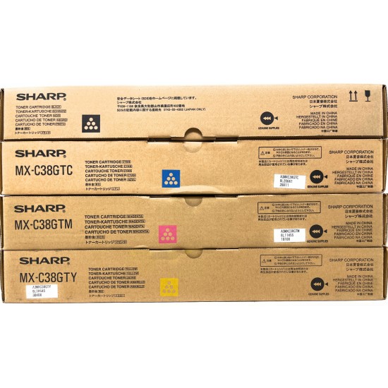 SHARP MX-C38 4 TONER ORIGINALI NERO CIANO MAGENTA GIALLO MX-C310/MX-C311/MX-C380 SHARP MX-C38 4 TONER ORIGINALI NERO CIANO MAGENTA GIALLO MX-C310/MX-C311/MX-C380