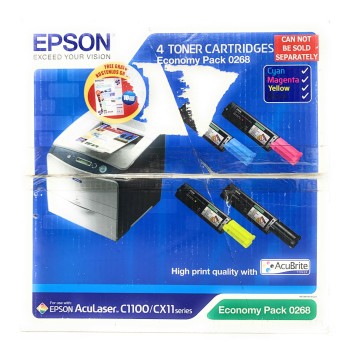 EPSON S050268 0190 0191 0192 0193 TONER NERO/GIALLO/MAGENTA/CIANO C1100N/CX11N