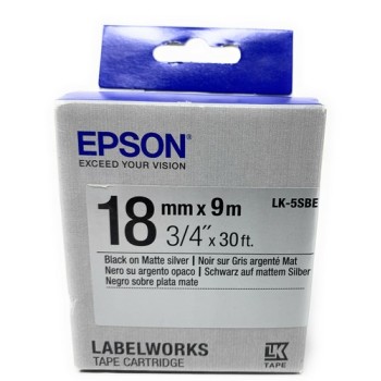 EPSON C53S655013 NASTRO FONDO OPACO ARGENTO-TESTO NERO 18mm LK-5SBE LW-600P/700P EPSON C53S655013 NASTRO FONDO OPACO ARGENTO-TESTO NERO 18mm LK-5SBE LW-600P/700P