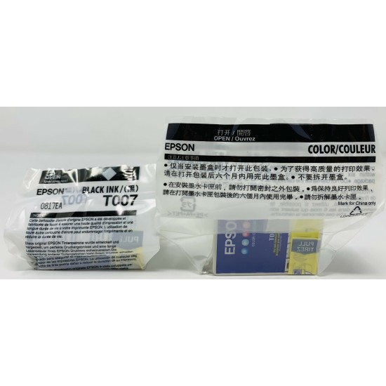 EPSON T007 + T008 ORIGINALE NERO + COLORE STYLUS PHOTO 790/870/875DC/890/895 [NO BOX]